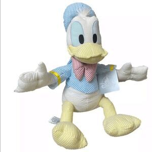Disney Parks Donald Duck Blue Striped 19" Plush Stuffed Animal Baby Boy‎ Bow Tie